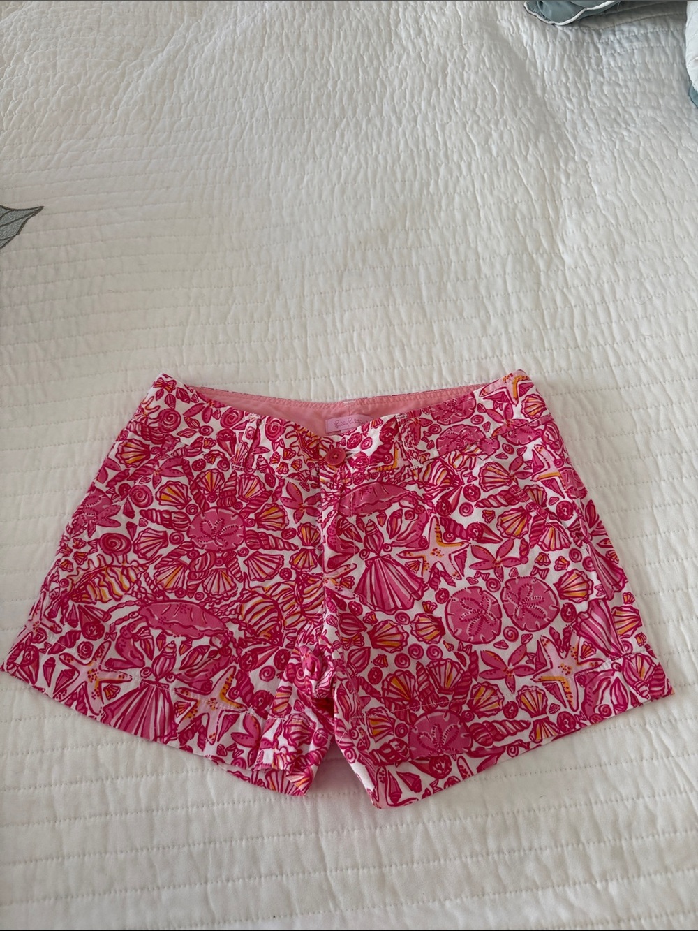 Lilly Pulitzer Pink and Yellow Shell-Print Shorts